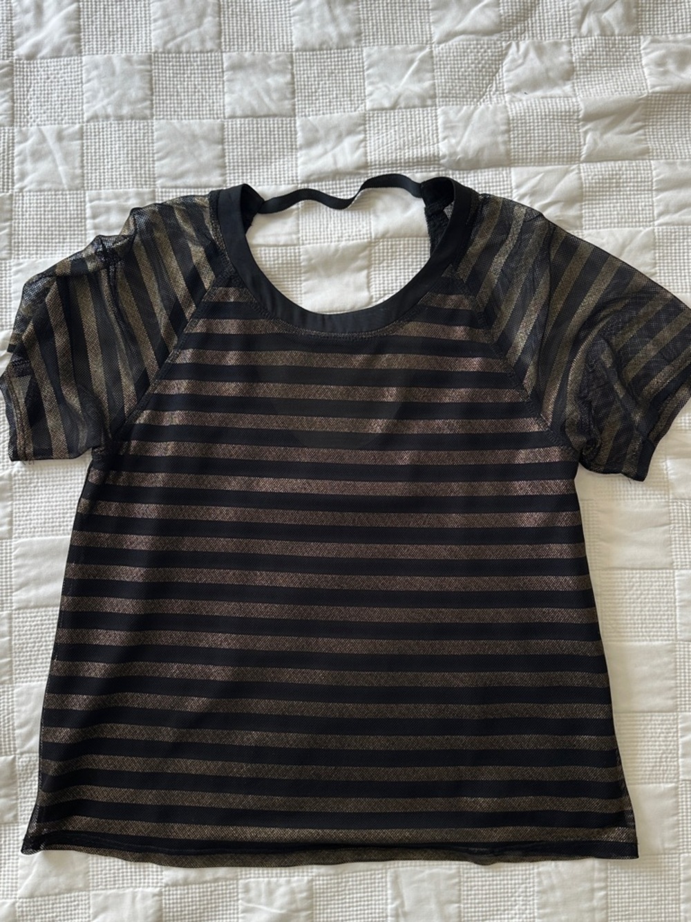 Ark & Co Black and Gold Striped Sheer Top